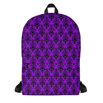 Purple Haunted Wallpaper Backpack Gothic Pattern Bag Dark Victorian Horror