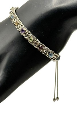 Atasay Kuyumculuk AK 925 Sterling Silber Multi-Stein Byzantiner Bolo Armband