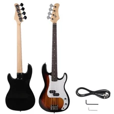 Glarry 4 String Burning Fire Electric Bass Guitar Rosewood Fingerboard