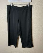 Adidas Black Cropped Athleisure Pants Womens M Pull On Pockets Elastic Waist