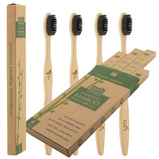 Biodegradable Eco-Friendly Natural Bamboo Charcoal Toothbrushes - Pack of 4 - Nu