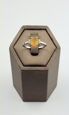Gold Citrine Diamond Ring 10k  Yellow Gold, Vintage And Hallmarked And Stamped