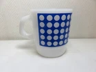 Vintage Termocrisa white on blue dot  milk glass mug