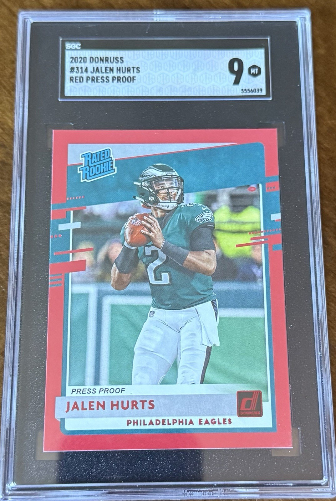 2020 Panini Donruss Rated Rookie Jalen Hurts #314 Press Proof Red SGC 9