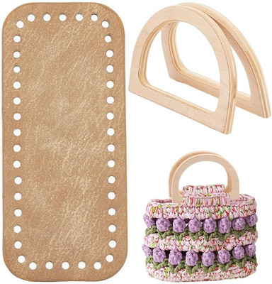 Crochet Bag Making Kit, 7 X 3 Inch Oval Leather Bottom Shaper Pad with 2Pcs D Sh