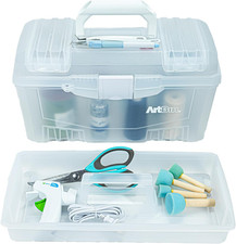 6918AH Twin Top 17 Inch Supply Box, Portable Art  Craft Supply Organizer with H