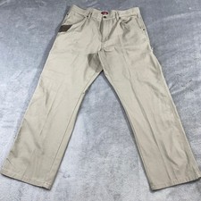 Wrangler Workwear Carpenter Pants Men's 34x30 Tan Cotton Poly Blend Utility