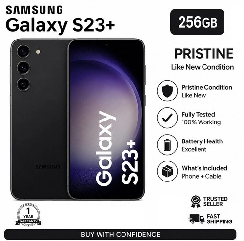 Samsung Galaxy S23+ Plus 5G 256GB Unlocked Android Smartphone - Black