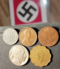 5 ea 1942A REICHSPFENNIG 1940S Lincoln 1925 Buffalo 1883 Indian 1944 GB Anna B-4