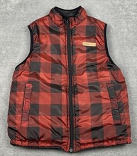Buffalo David Bitton Reversible Vest Womens Medium 10-12 Plaid Solid Zip Hiking