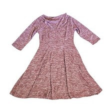Karina Midi Dress Women XL Pink Fit Flare Classic 3/4 Sleeve Made in USA Knit