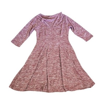 Karina Midi Dress Women XL Pink Fit Flare Classic 3/4 Sleeve Made in USA Knit