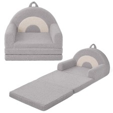 Foldable Toddler Couch, 2-in-1 Comfy Toddler Chair  Lounger for Reading,Play...