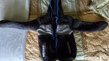 Eddie Bauer Kids Fleece Jacket Boys Girls S 7/8 Hooded Full Zip Black Blue