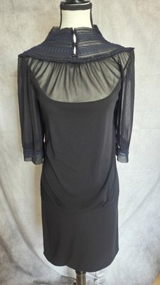 Y2K Vivienne Tam Victorian-Style Sheer Mesh Dress with Gathered Waist Women s P