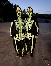 Glow in the dark, Skeleton Costume w/pockets. Size L. Men or Women. TC