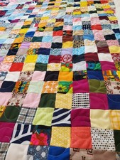 Handmade Vintage Style Patchwork Crazy Quilt Unusual Polyester Blend 93"x78"