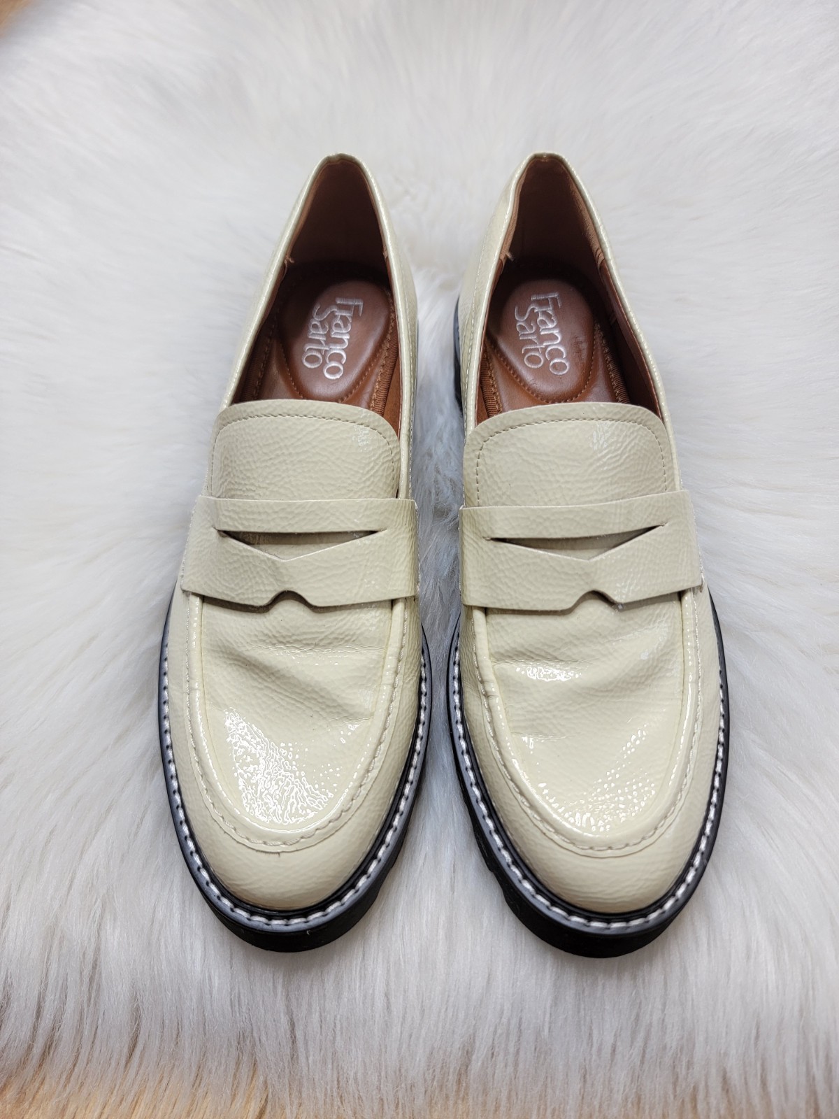 SAOLA Mocassino Franco Sarto Balin Lug Sole Penny plateau panna grossa donna taglia 8