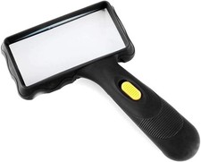 Hand-held Rectangular Magnifying Glass, LED Light Magnifier, 10X Black/