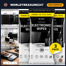90 Screen Cleaning Wipes  Microfiber Cloth - TV, Computer, Laptop, iPad Cleaner