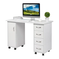 Computer Desk Writing Table with 4 Drawers Study Table for Home Office PC Desk