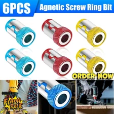6 x Screwdriver Head Magnetic Ring Pivoting Bit Tip Screw Holder Magnetizer