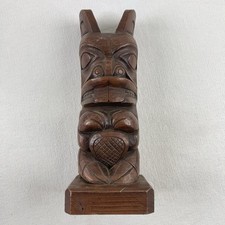 Vintage Kiana of Alaska Totem Pole Statue Carved Folk Art Souvenir Wood