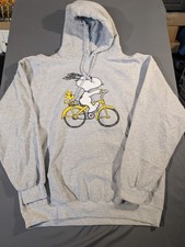 Gildan Heavy Blend Gray Pullover Hoodie Snoopy Woodstock Men's Size L