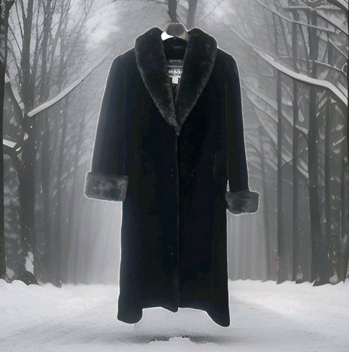 Vintage Boulevard East Vegan Faux Fur Peacoat Womens Med USA Contrast Beaver/Fox