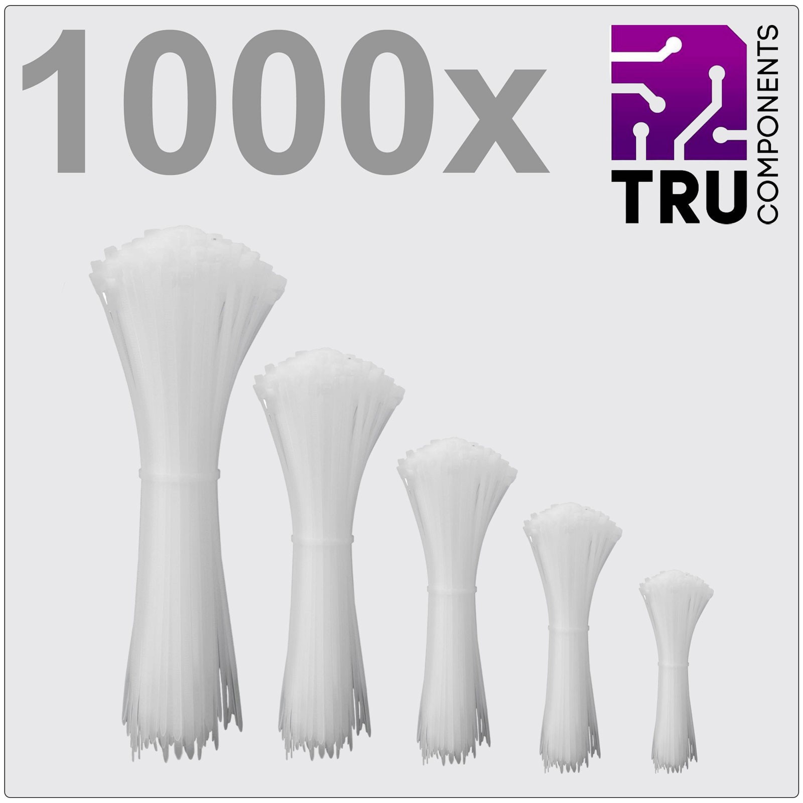 TruComponents Cable tie 3.6mm Wh UV-proof 1000 pc(s)