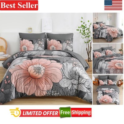 All-Season 7-Piece Luxury Queen Floral Comforter Set with Enhanced Softness