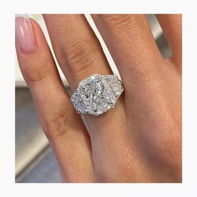 5,00 ct Radiant Cut Halo IGI Lab Grown Diamant Verlobungsring 14k Weißgold