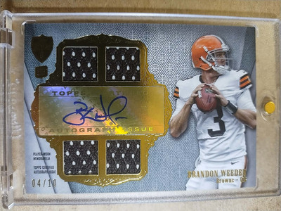 2012 Brandon Weeden Topps Supreme Rookie Autograph Quad Jersey /10 MINT    
