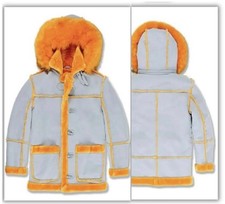 JORDAN CRAIG CEMENT COLOR DENALI SHEARLING JACKET WITH FAUX FUR LINING