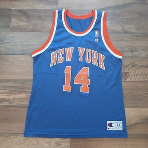Vintage New York Knicks Jersey Mens 44 Blue Champion Anthony Mason 14 Mesh 90s