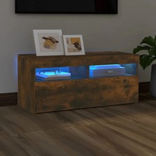 Modern Wooden TV Tele Stand Media Unit Cabinet With Storage & LED Lights Wood
