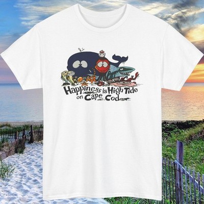Retro Vintage Happiness Is High Tide On Cape Cod Unisex Tee S-5XL