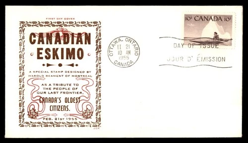 Mayfairstamps Canada FDC 1955 Eskimo in Boat First Day Cover aaw_75013