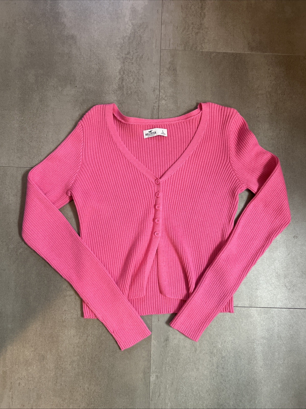 Pink Hollister Co. Button-Up Cropped Cardigan Size Large