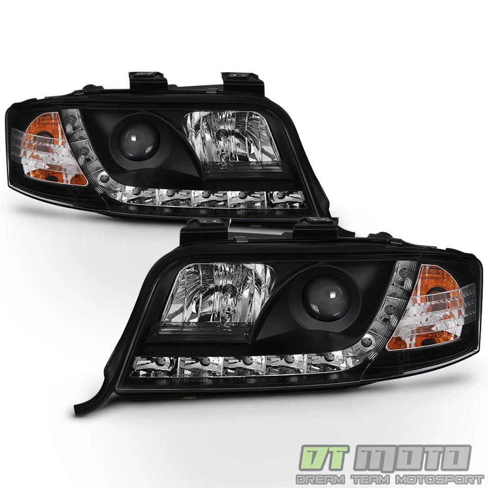 Blk 2002-2004 Audi A6 Quattro LED DRL Projector Headlights Daytime Running Lamps - Image 4 of 4