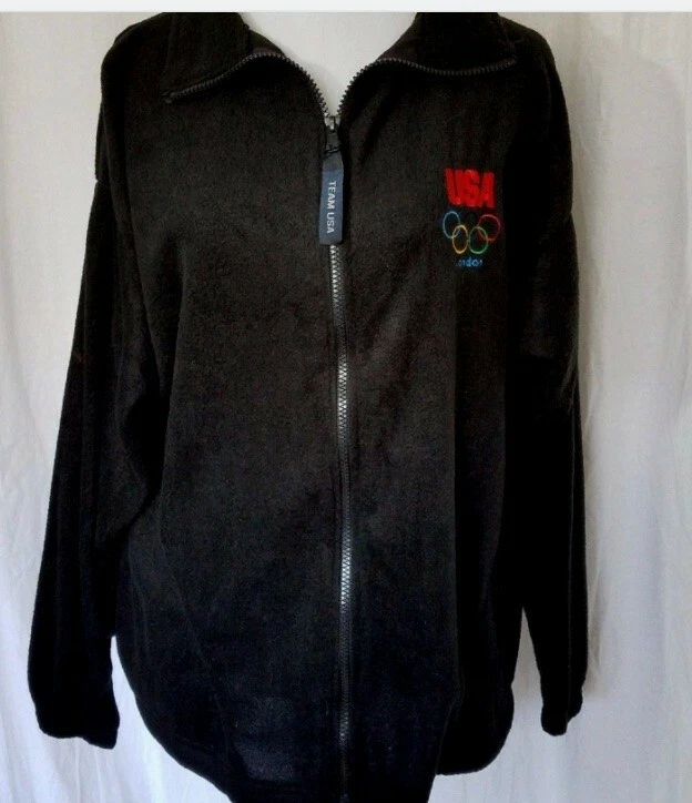 Moletom com capuz de lã preto bordado anéis de Londres 2012 Comitê Olímpico dos EUA na frente - Imagem 4 de 4