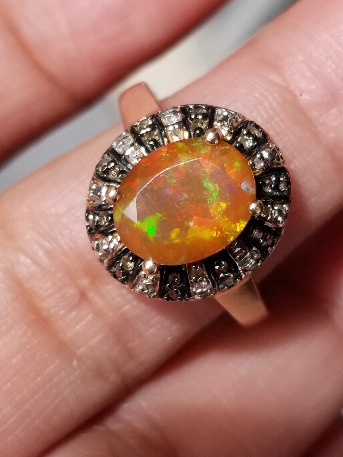 vintage  10k custom  Mexican fire opal chocolate … - image 10