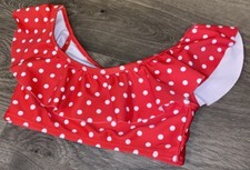 Swim Top Minnie Mouse Sz 4 Girls Bathing Suit Bikini Disney Red w White Dots EUC