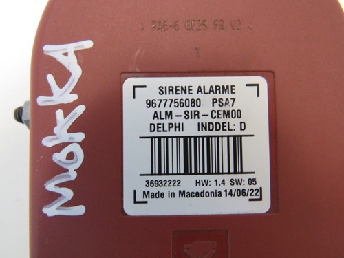 VAUXHALL MOKKA 2020-23 ALARM SIREN ASSEMBLY 9677756080 Q6538 - Picture 2 of 8