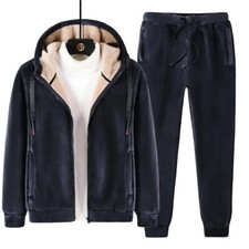 Men Winter Casual Hoodies Pants Set Hooded 2023Thick Sportswear Fleece Tracksuit