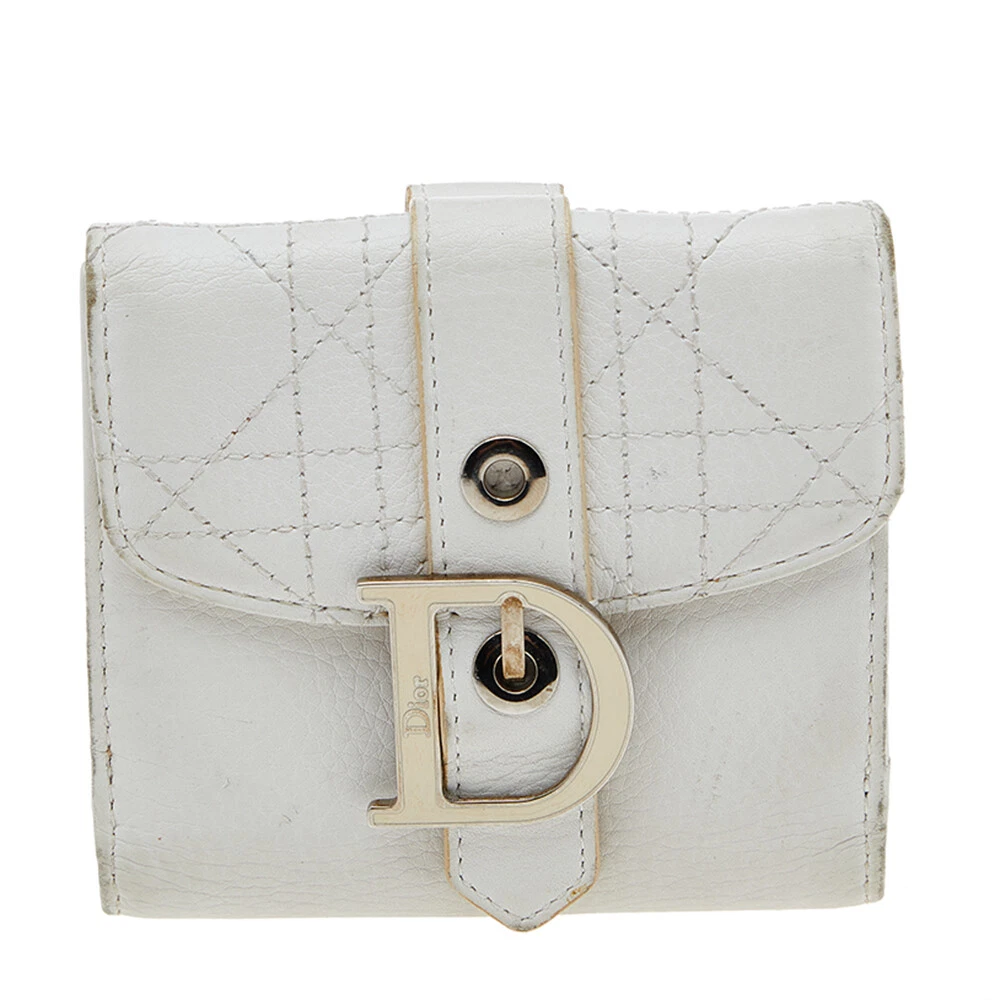 Portefeuille français Dior Blanc Cannage