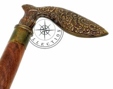 Designer Antique Brass Handle Wooden Walking Stick Vintage Victorian Style Cane
