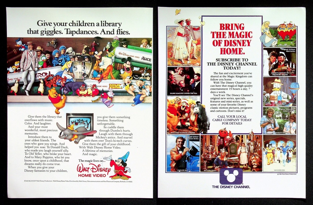 Disney Channel Home Video 1986 Print Magazine AD Poster ADVERT