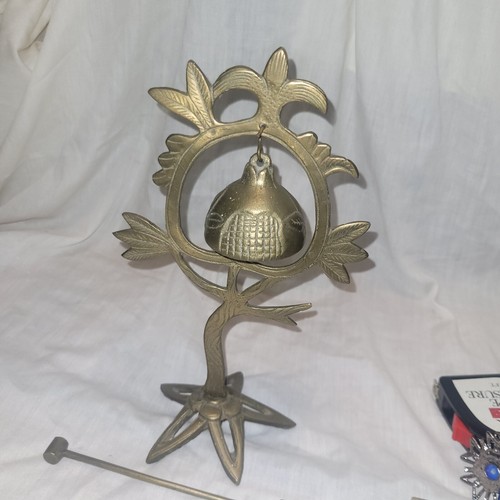Vintage Chinese Brass Gong Bell and Stand with Hammer - Picture 4 of 8