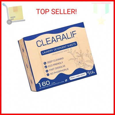 CLEARALIF Laundry Detergent Sheets Up to 160 Loads, Fresh Linen - Great For Trav